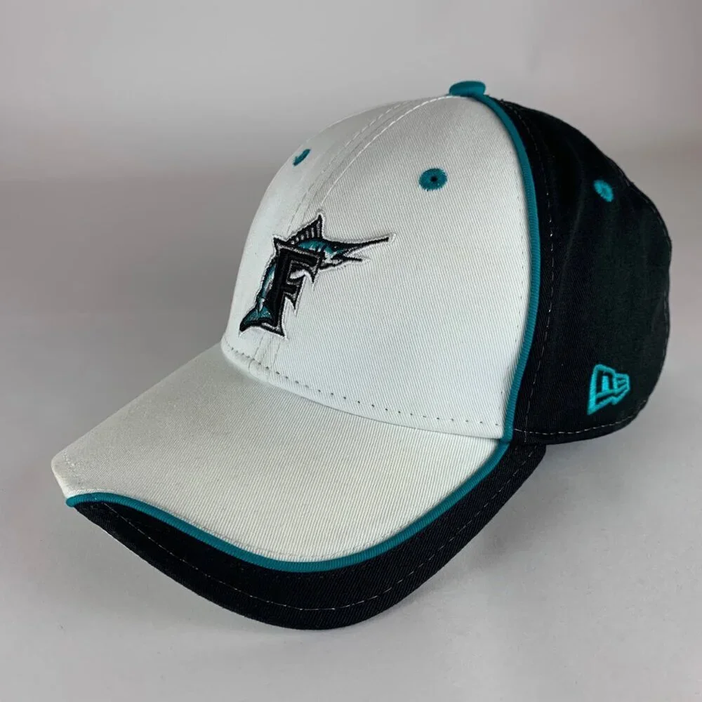Florida Marlins MLB Vintage White Black New Era Strapback Adjustable Hat